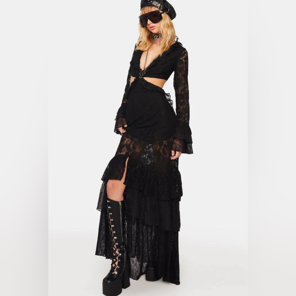 Dolls Kill  Dress Lace Black Dress The Rumors Goth Size Large